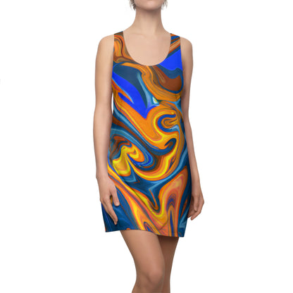 Trippy Blue Orange Racerback Dress