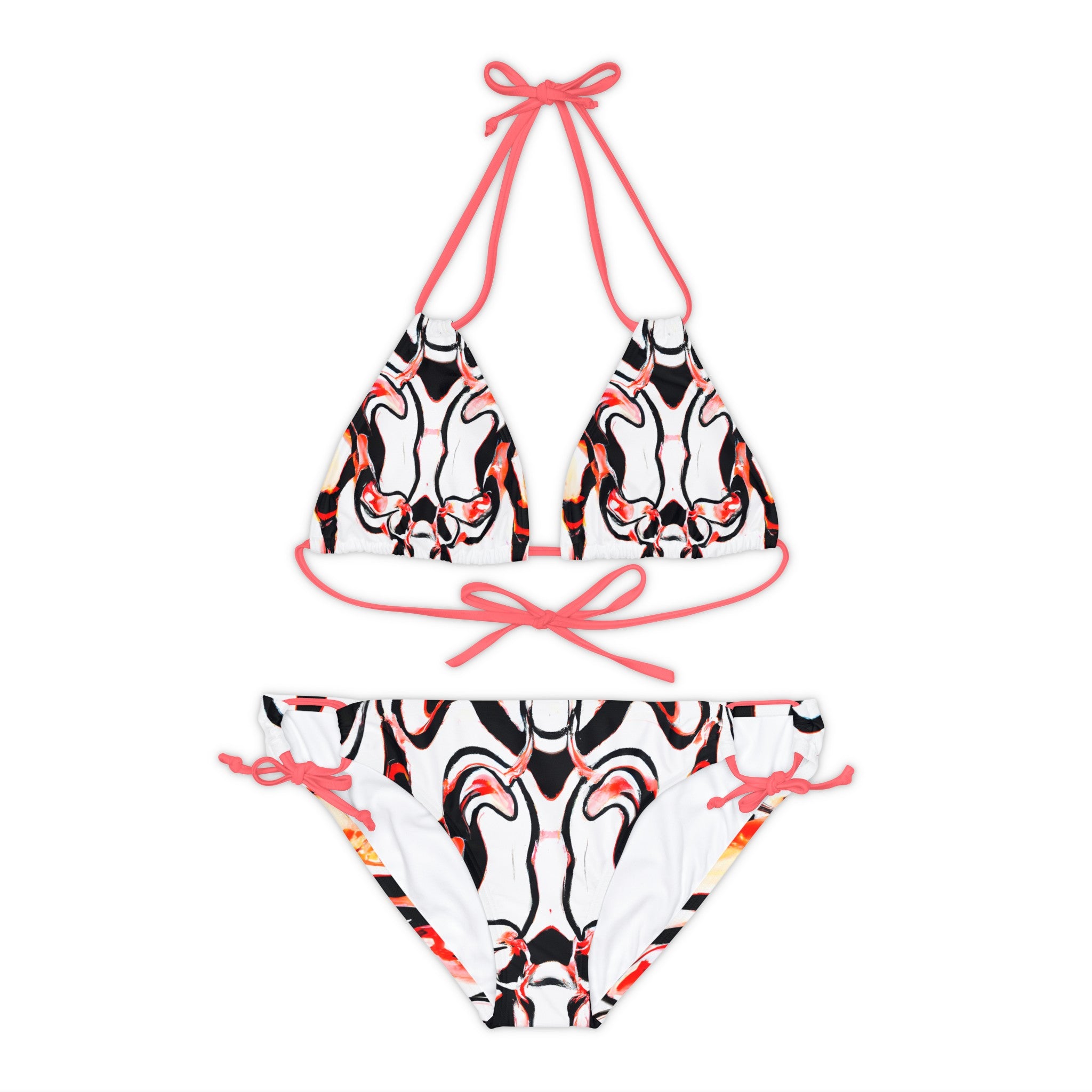 Festival Gear - All Over Prints - Women's White Tiger Strappy Bikini - Acid Daddy