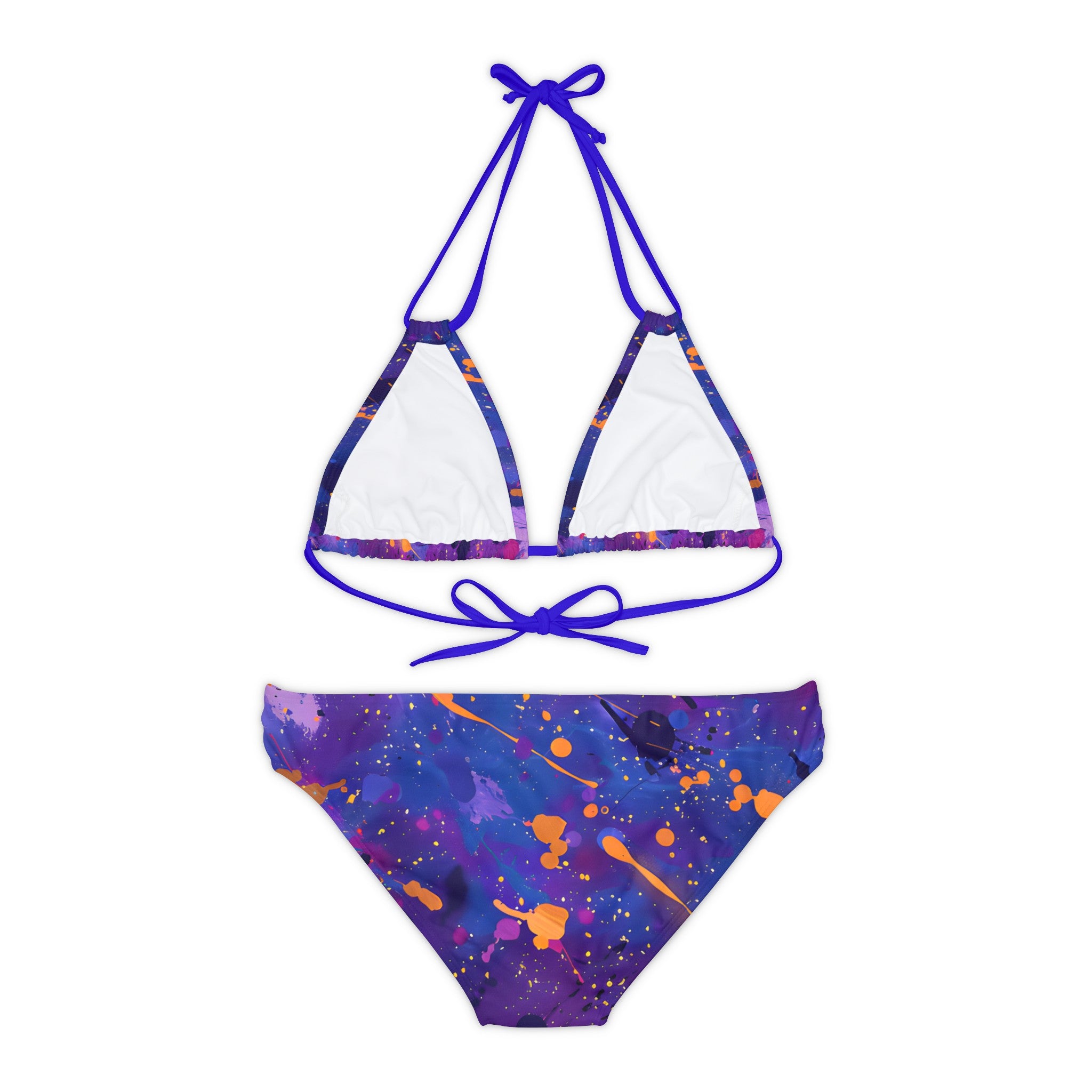 All Over Prints - Women's Electric Violet Gold Strappy Bikini - Acid Daddy