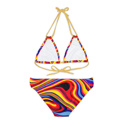 All Over Prints - Women's Retro Swirl Strappy Bikini - Acid Daddy