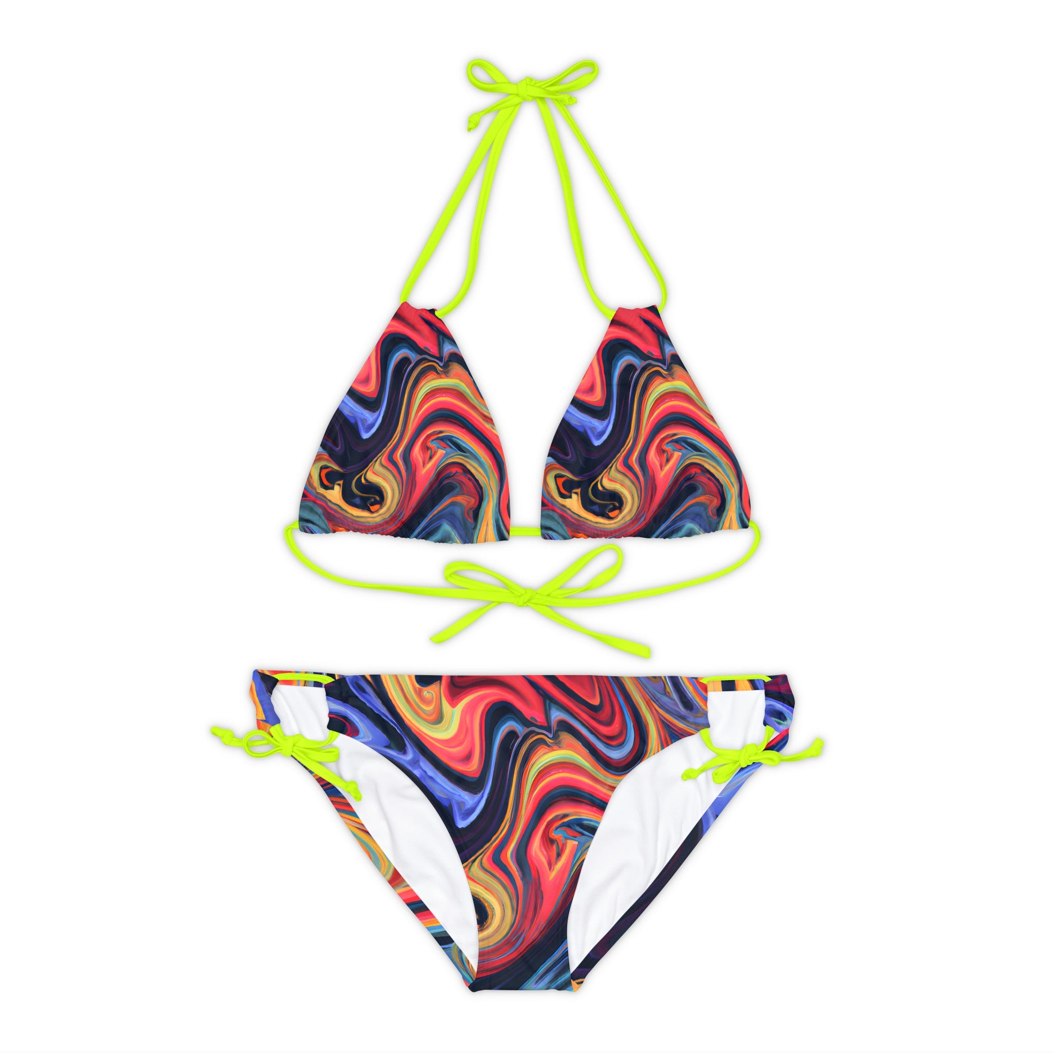 All Over Prints - Women's Blue Flame Strappy Bikini - Acid Daddy