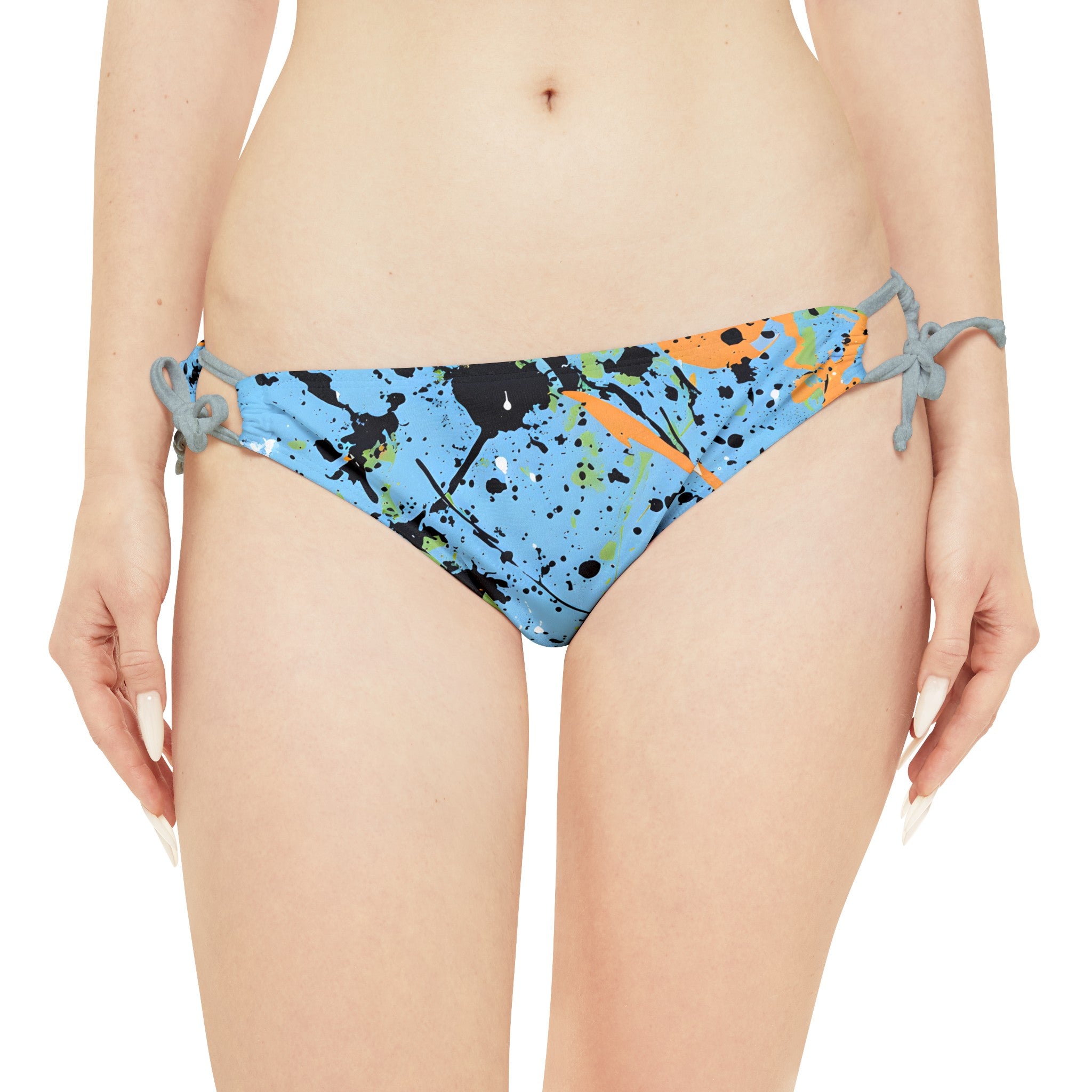 Festival Gear - All Over Prints - Women's Sky Blue Splash Strappy Bikini - Acid Daddy