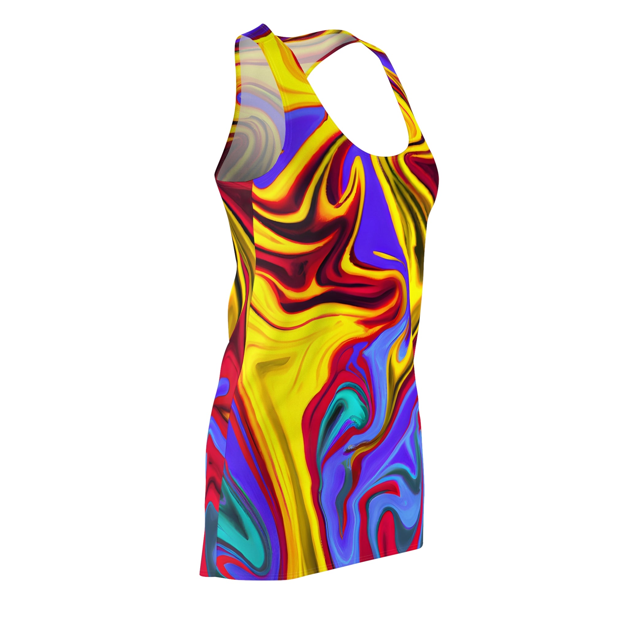 Trippy Yellow Swirl Racerback Dress