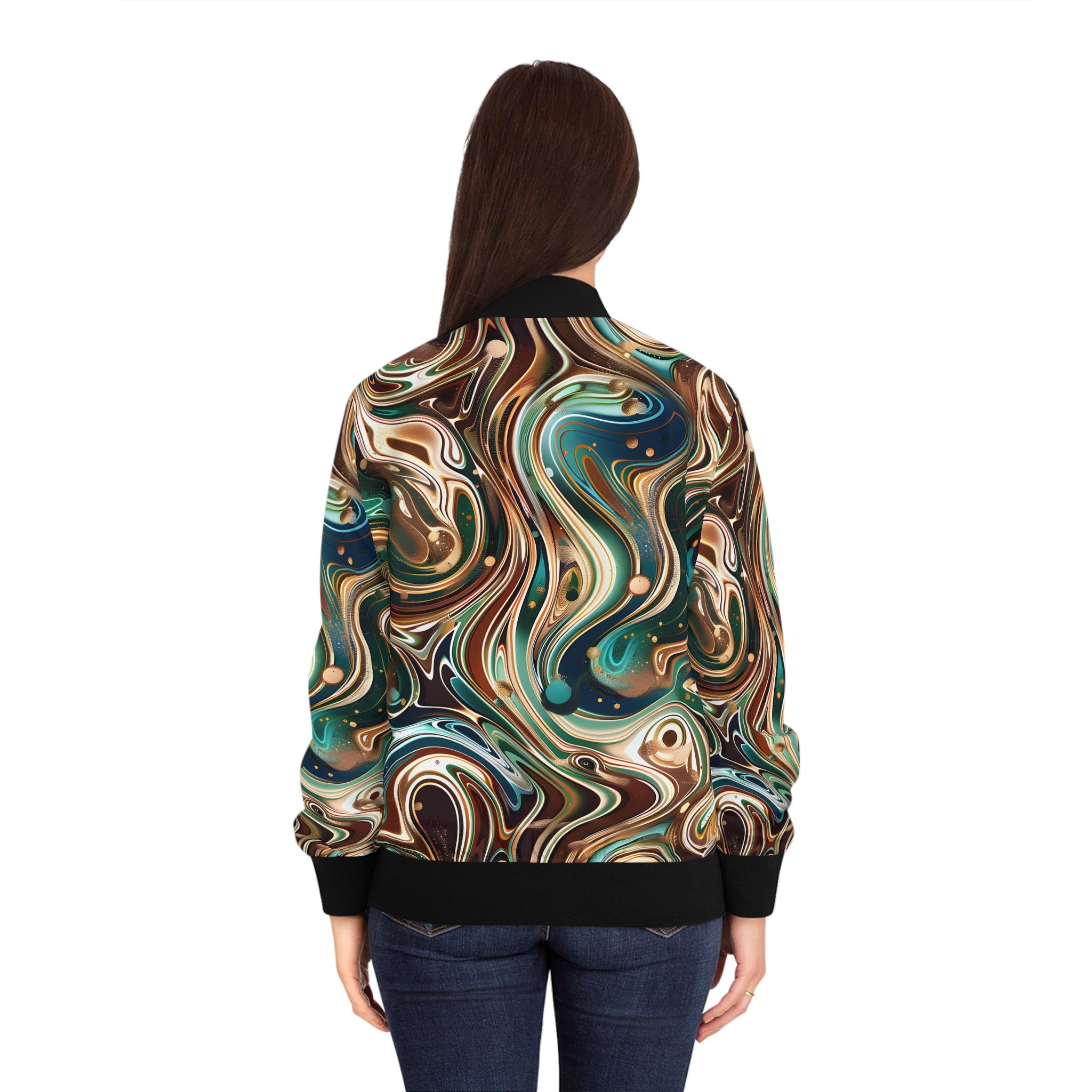 Women's Sapphire Pearl Emerald Bomber Jacket