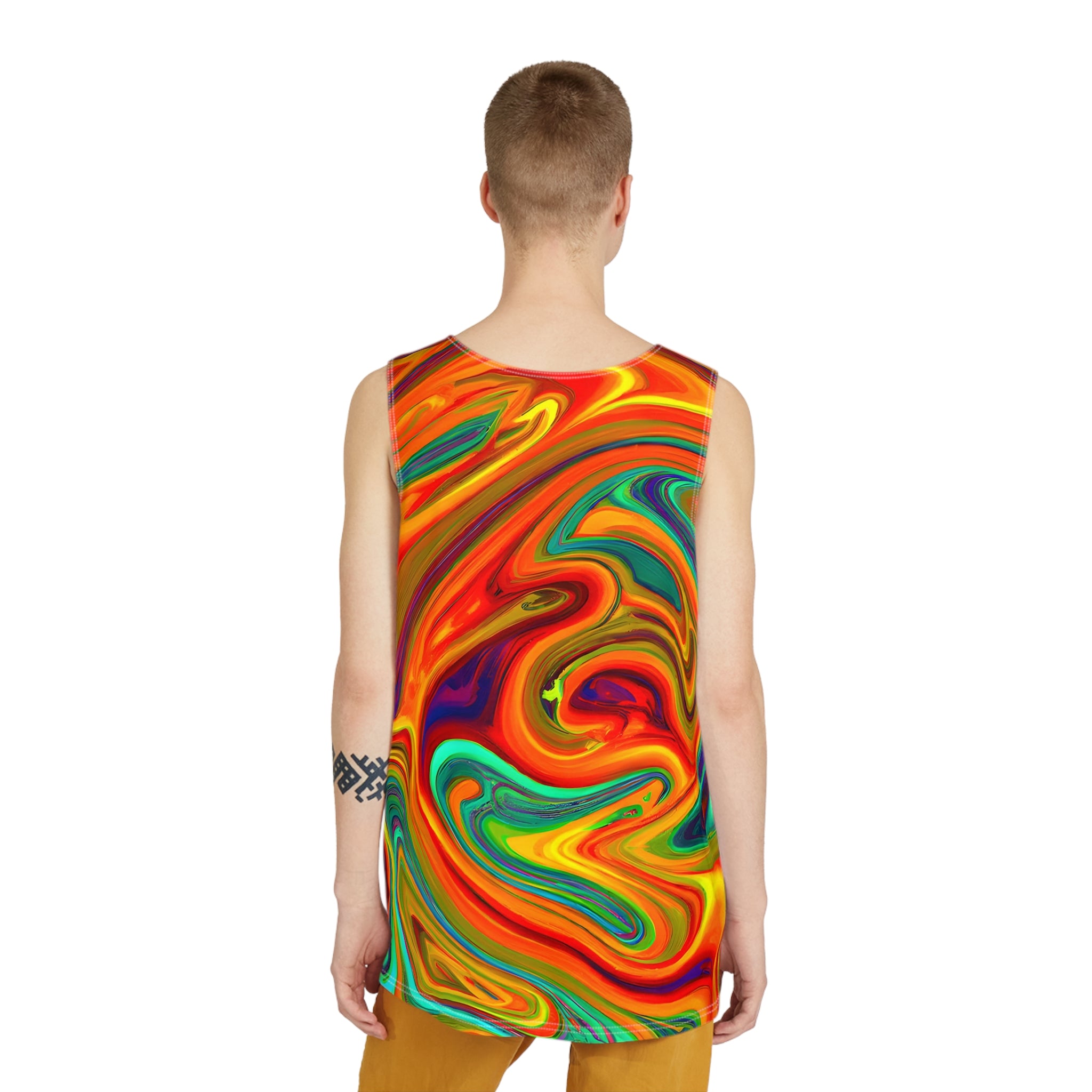 Festival Tank Tops - Trippy Orange Blast Tank Top - Acid Daddy