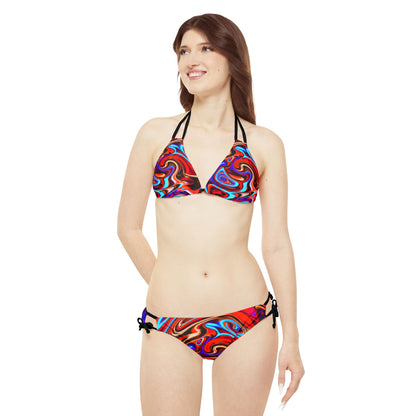 All Over Prints - Red Vortex Strappy Bikini - Acid Daddy