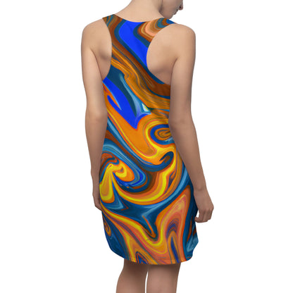 Trippy Blue Orange Racerback Dress