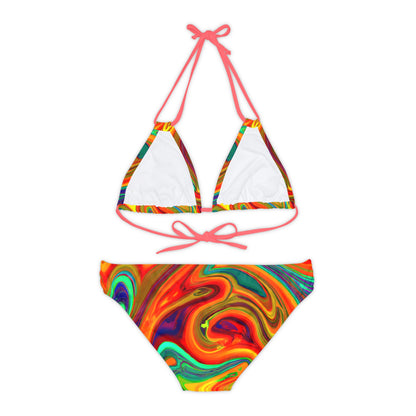 All Over Prints - Women's Psychedelic Orange Strappy Bikini - Acid Daddy