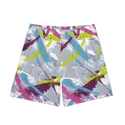 Beach Shorts - Men's Sky Lime Crimson Swim Beach Shorts - Acid Daddy