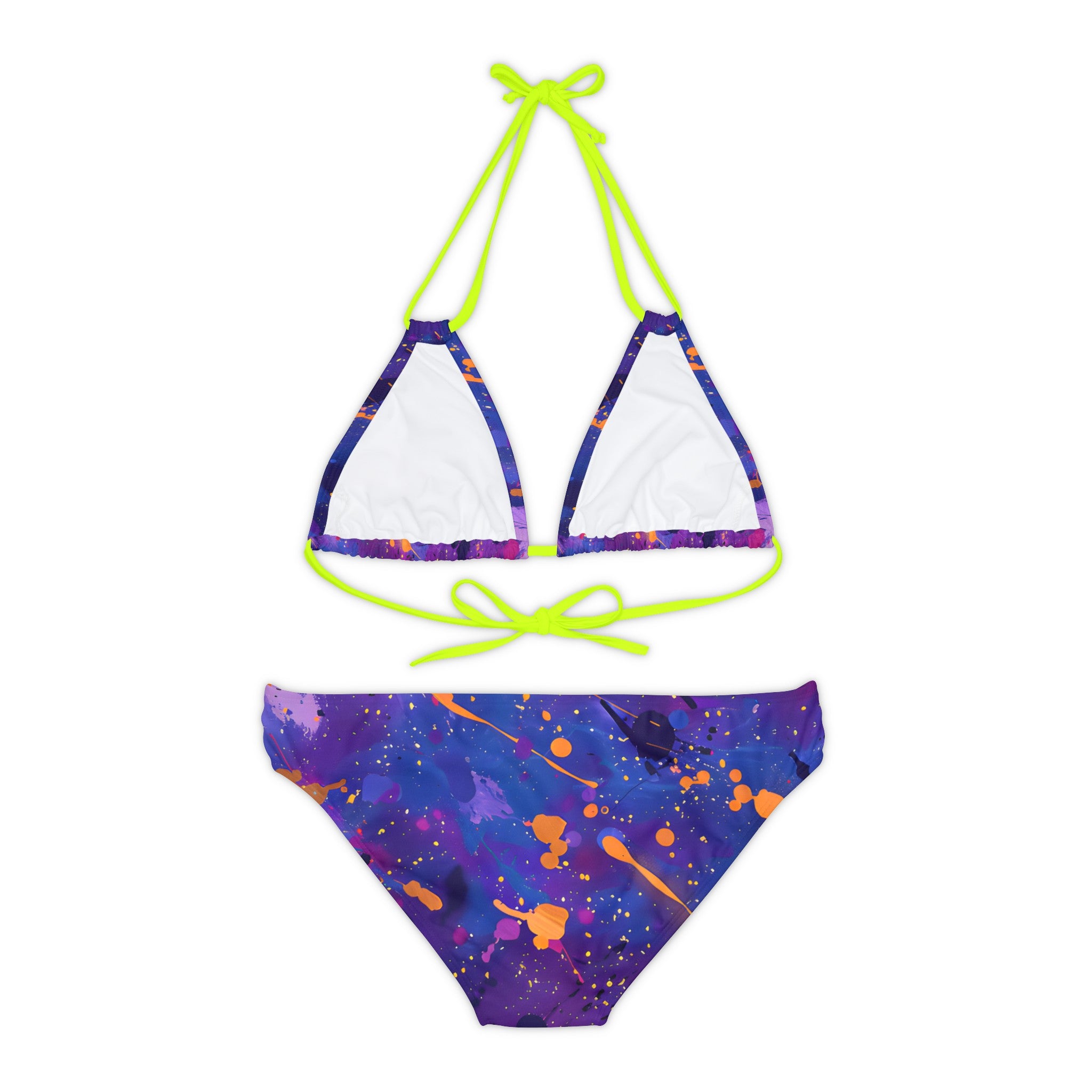 All Over Prints - Women's Electric Violet Gold Strappy Bikini - Acid Daddy