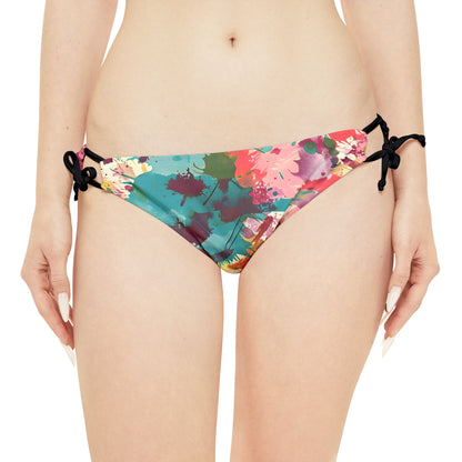 All Over Prints - Women's Cerulean Peach Splash Strappy Bikini - Acid Daddy