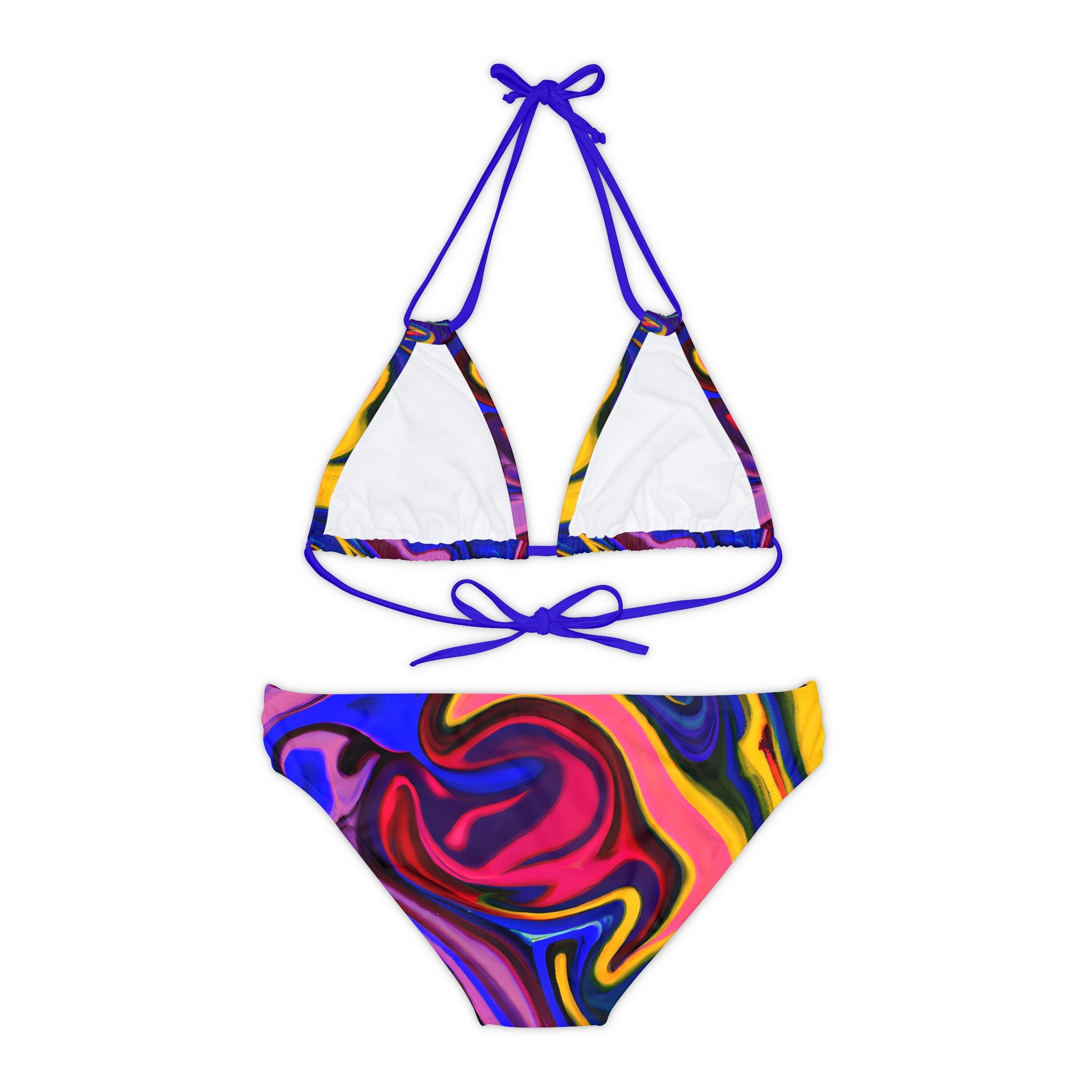 All Over Prints - Women's Quantum Blue Strappy Bikini - Acid Daddy