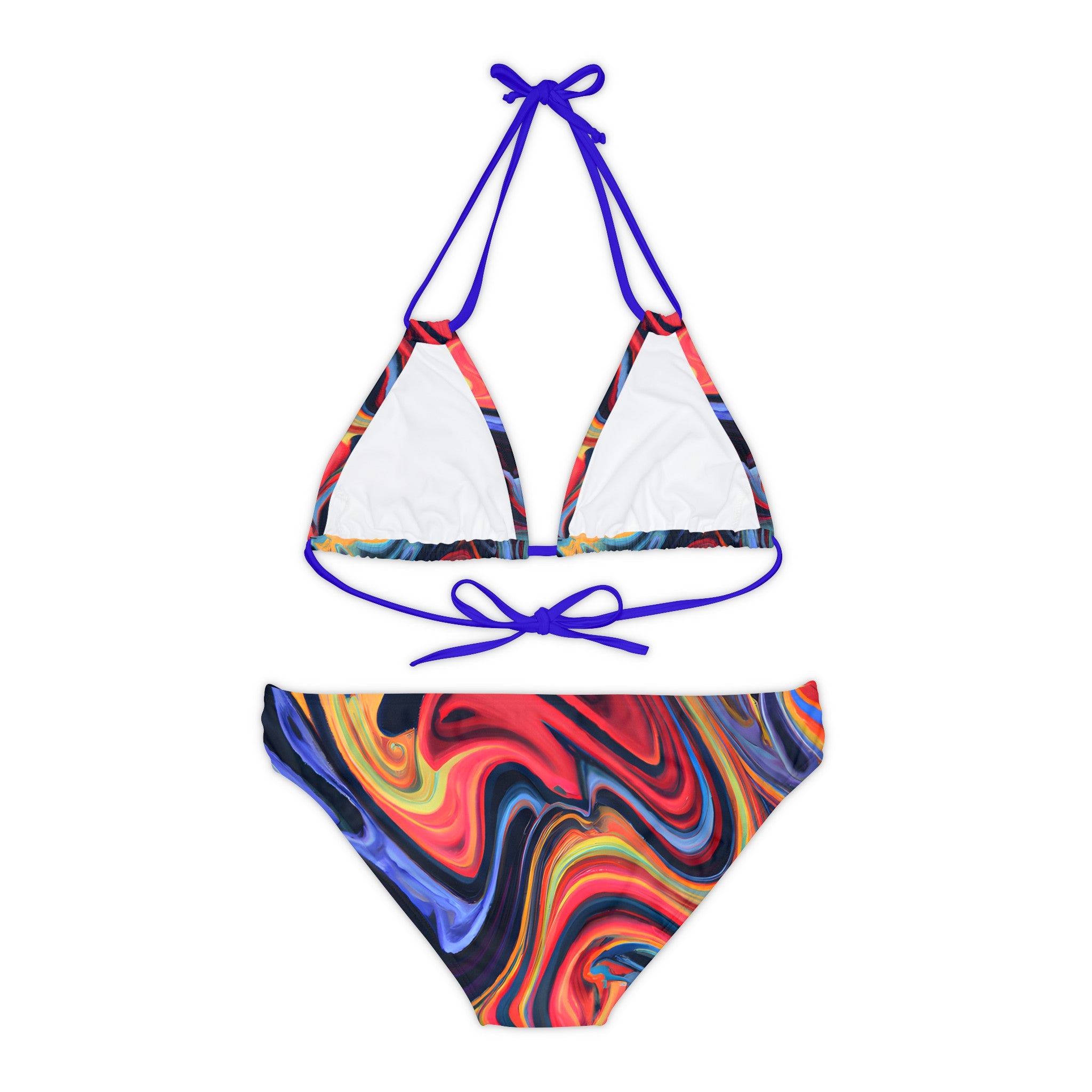 All Over Prints - Women's Blue Flame Strappy Bikini - Acid Daddy