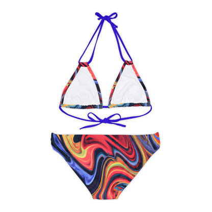 All Over Prints - Women's Blue Flame Strappy Bikini - Acid Daddy