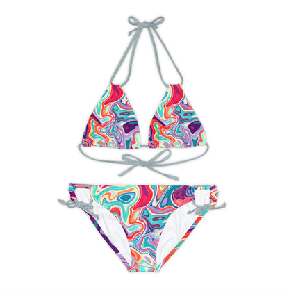 All Over Prints - Psychedelic Turquoise Strappy Bikini - Acid Daddy