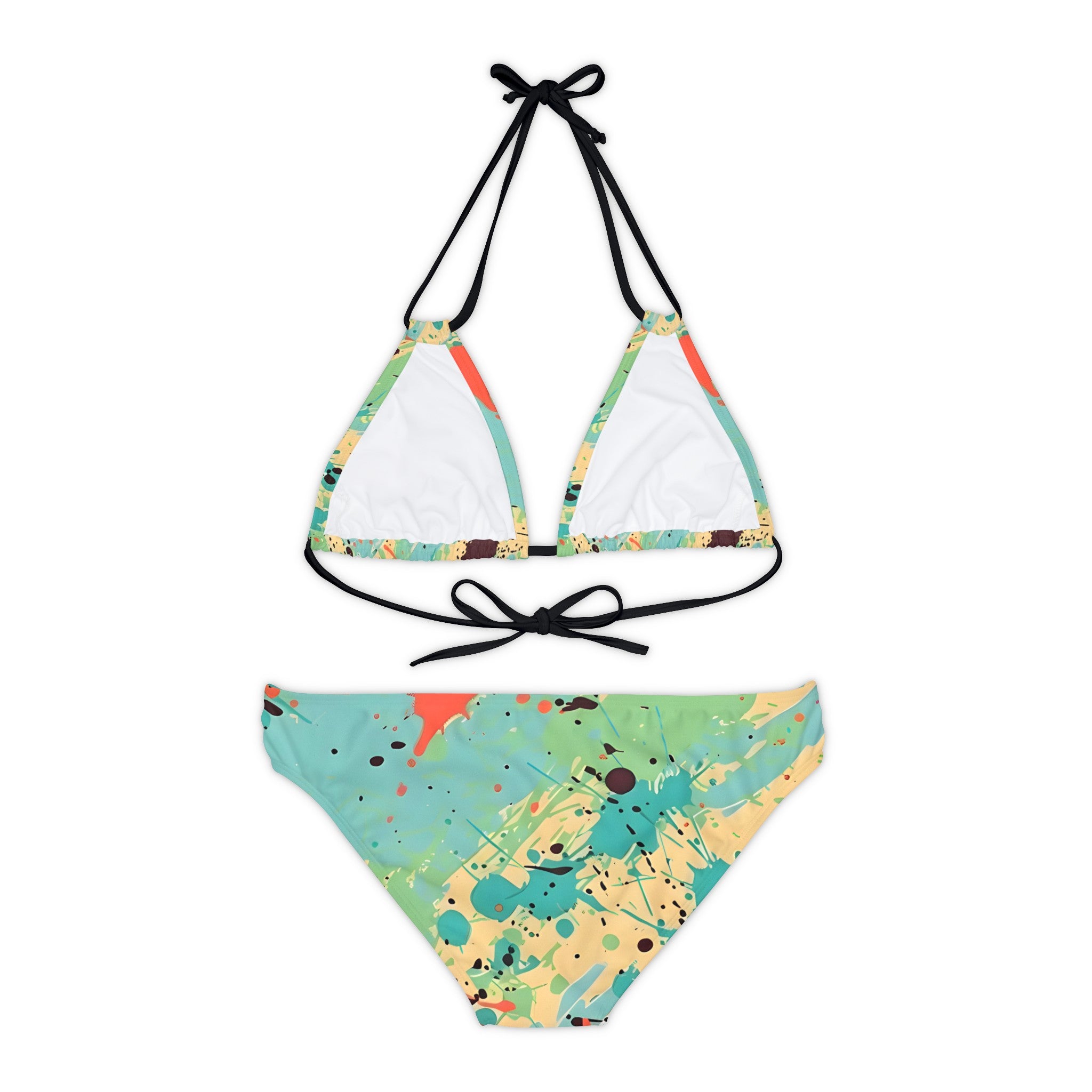 All Over Prints - Women's Vibrant Cerulean Splash Strappy Bikini - Acid Daddy