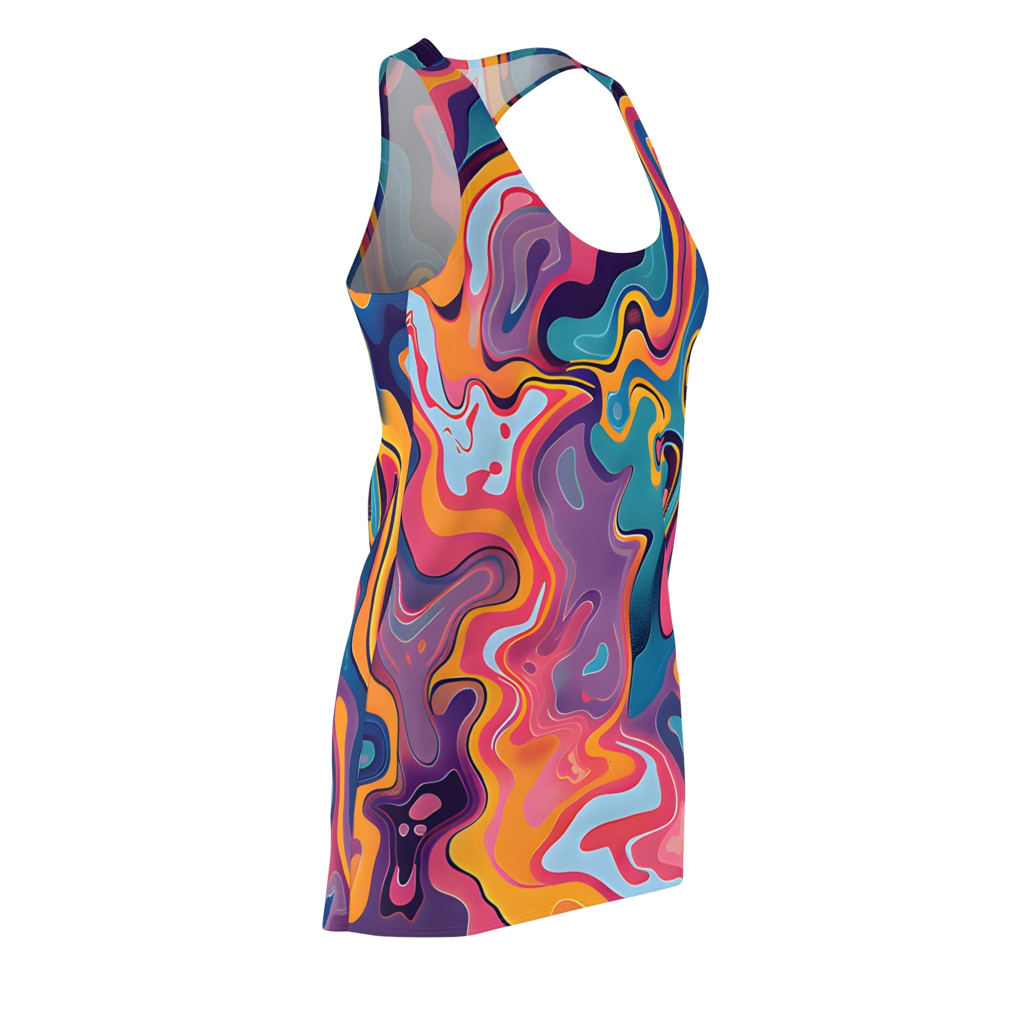 Psychedelic Peach Lilac Racerback Dress