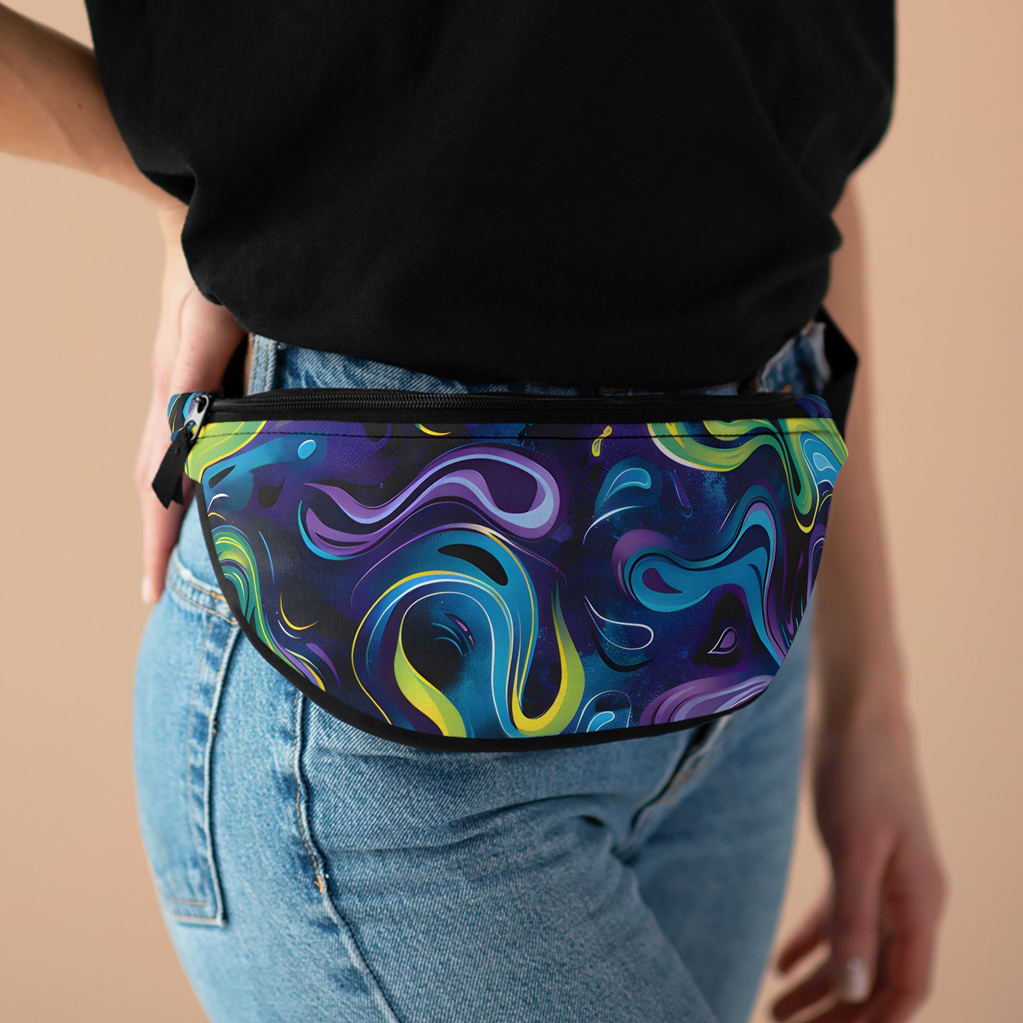 Fanny Packs - Psychedelic Turquoise Trippy Fanny Pack (Medium) - Acid Daddy