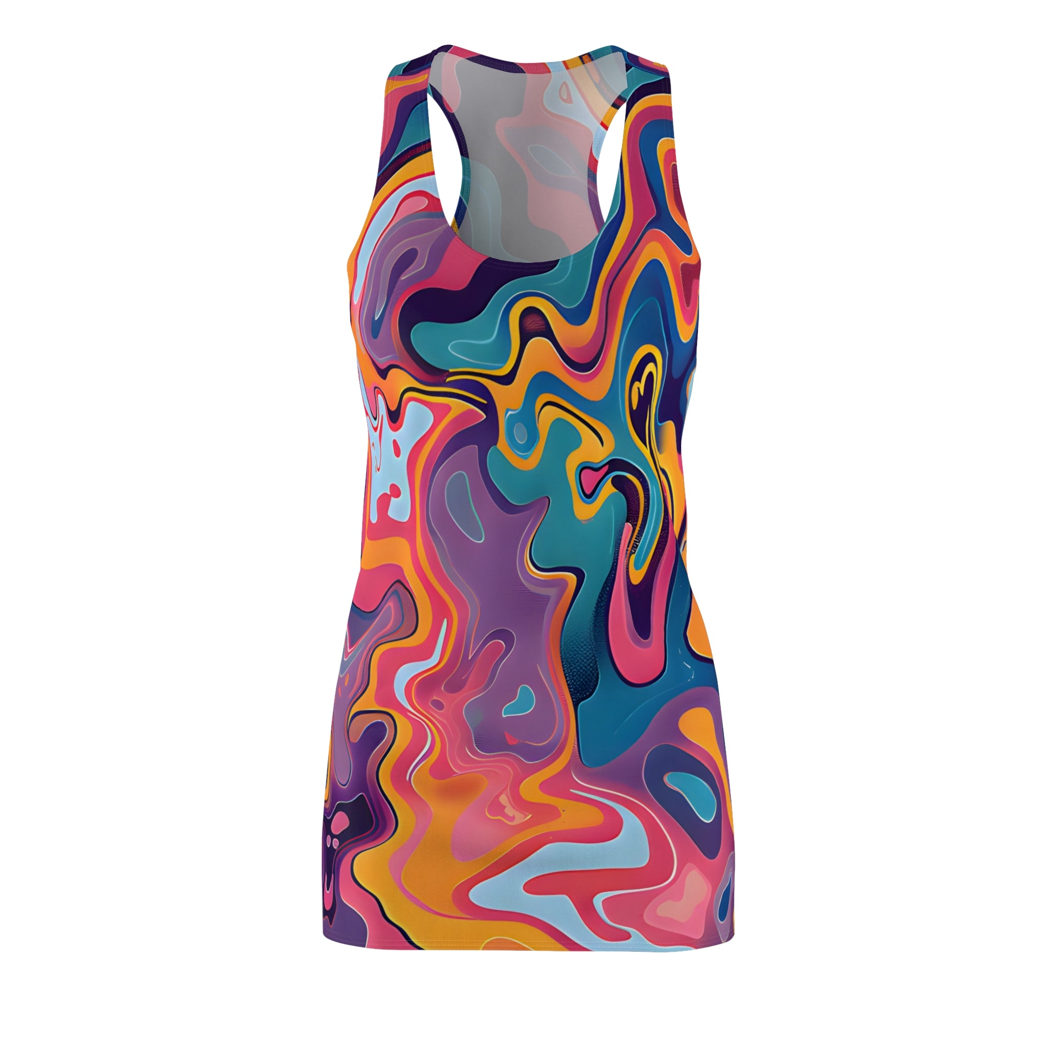 Psychedelic Peach Lilac Racerback Dress