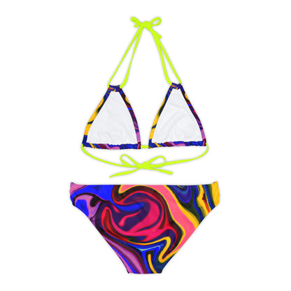 All Over Prints - Women's Quantum Blue Strappy Bikini - Acid Daddy