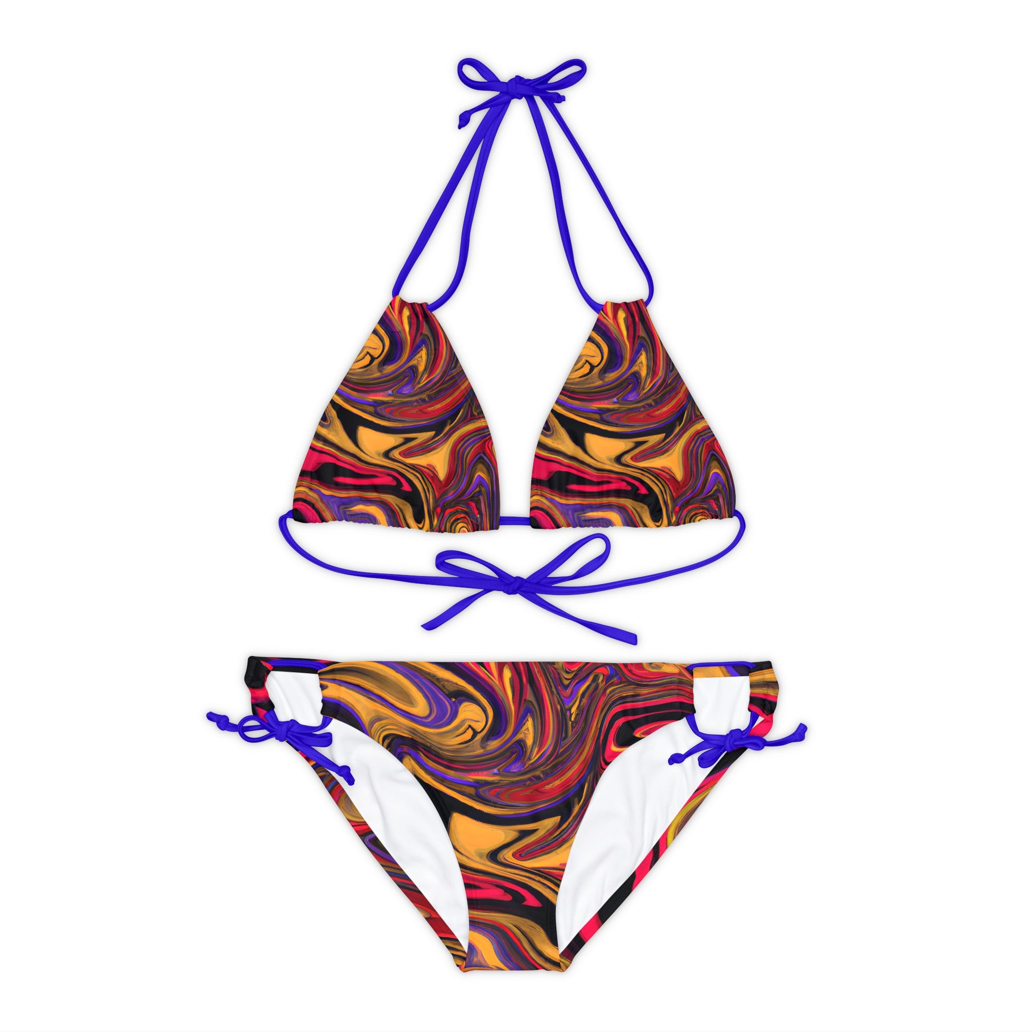 All Over Prints - Women's Whimsical Gold Strappy Bikini - Acid Daddy