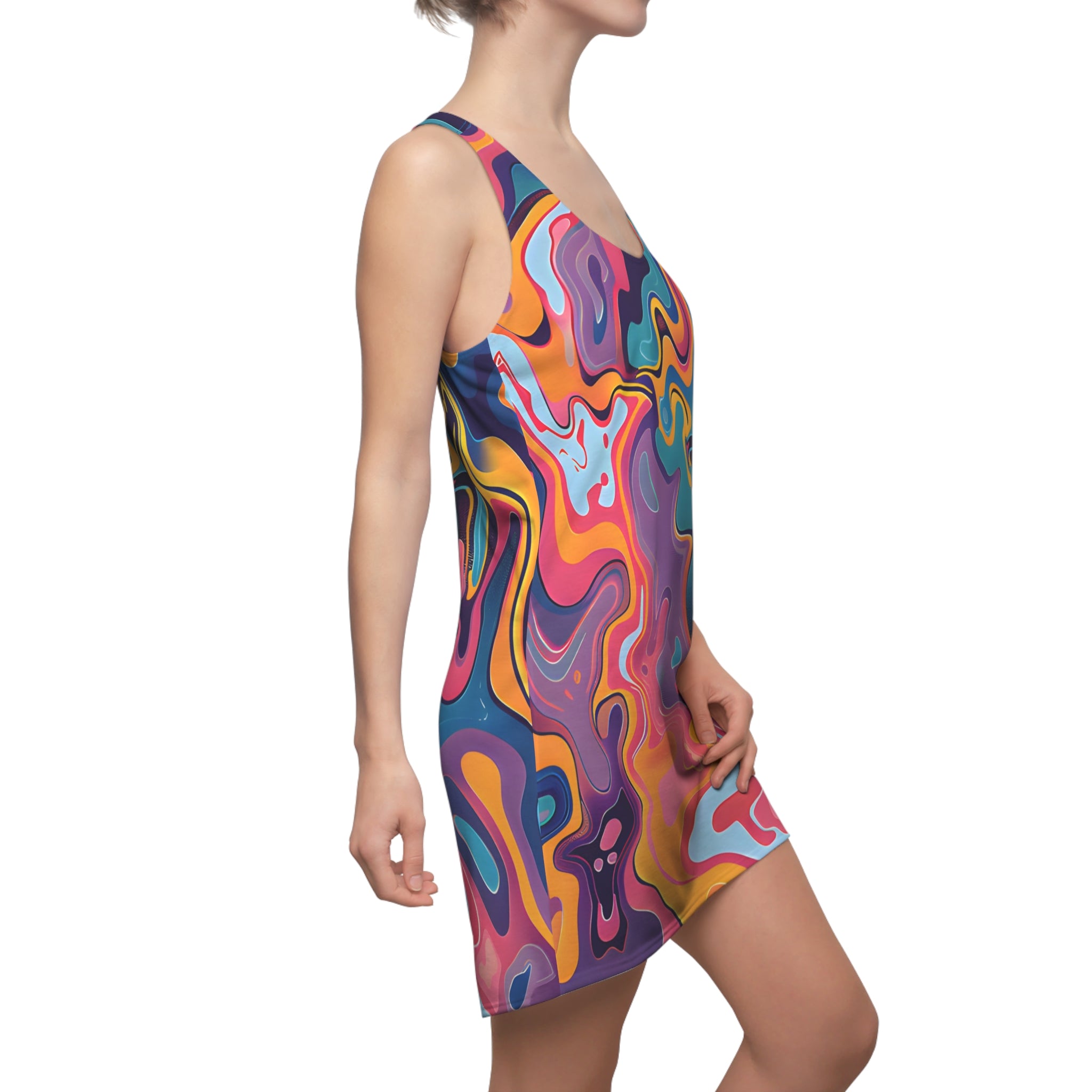 Psychedelic Peach Lilac Racerback Dress