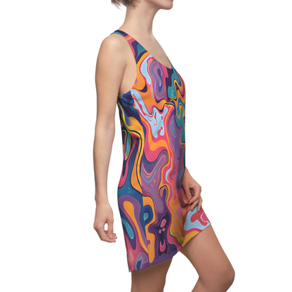 Psychedelic Peach Lilac Racerback Dress