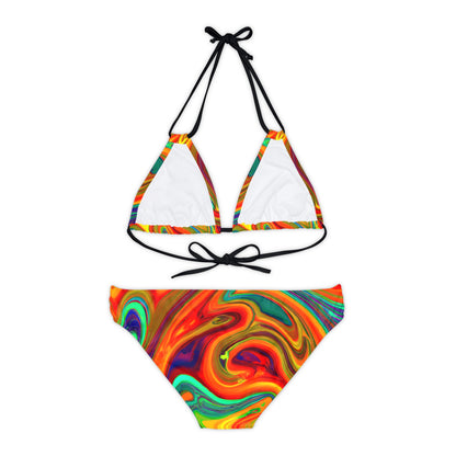 All Over Prints - Women's Psychedelic Orange Strappy Bikini - Acid Daddy