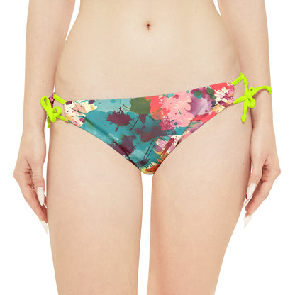 All Over Prints - Women's Cerulean Peach Splash Strappy Bikini - Acid Daddy