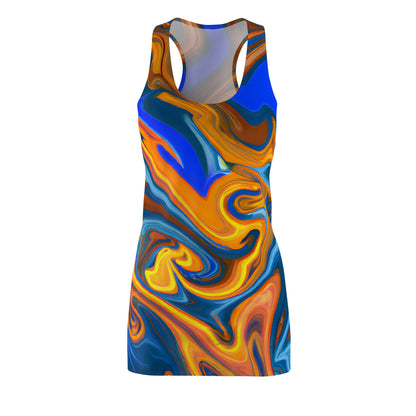 Trippy Blue Orange Racerback Dress