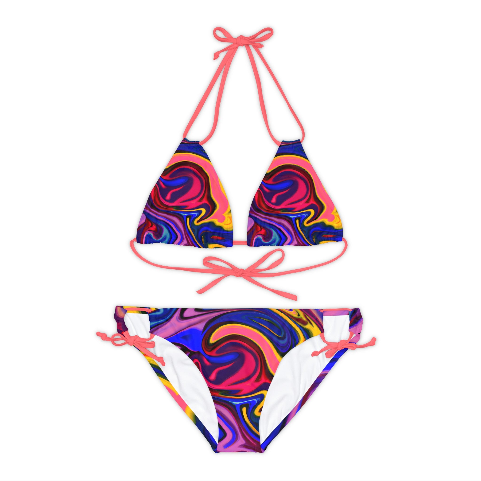 All Over Prints - Women's Quantum Blue Strappy Bikini - Acid Daddy