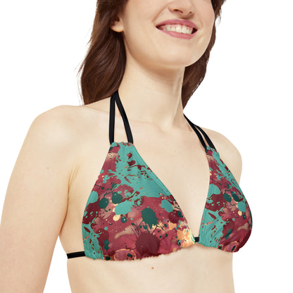 All Over Prints - Women's Peacock Splash Strappy Bikini - Acid Daddy