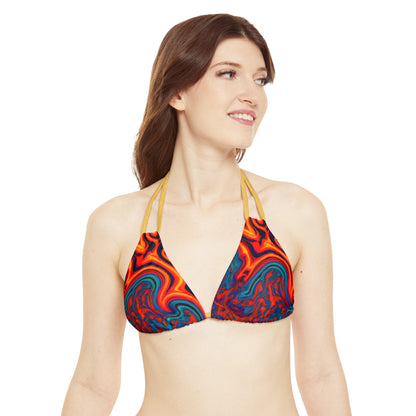 All Over Prints - Women's Eccentric Orange Strappy Bikini - Acid Daddy