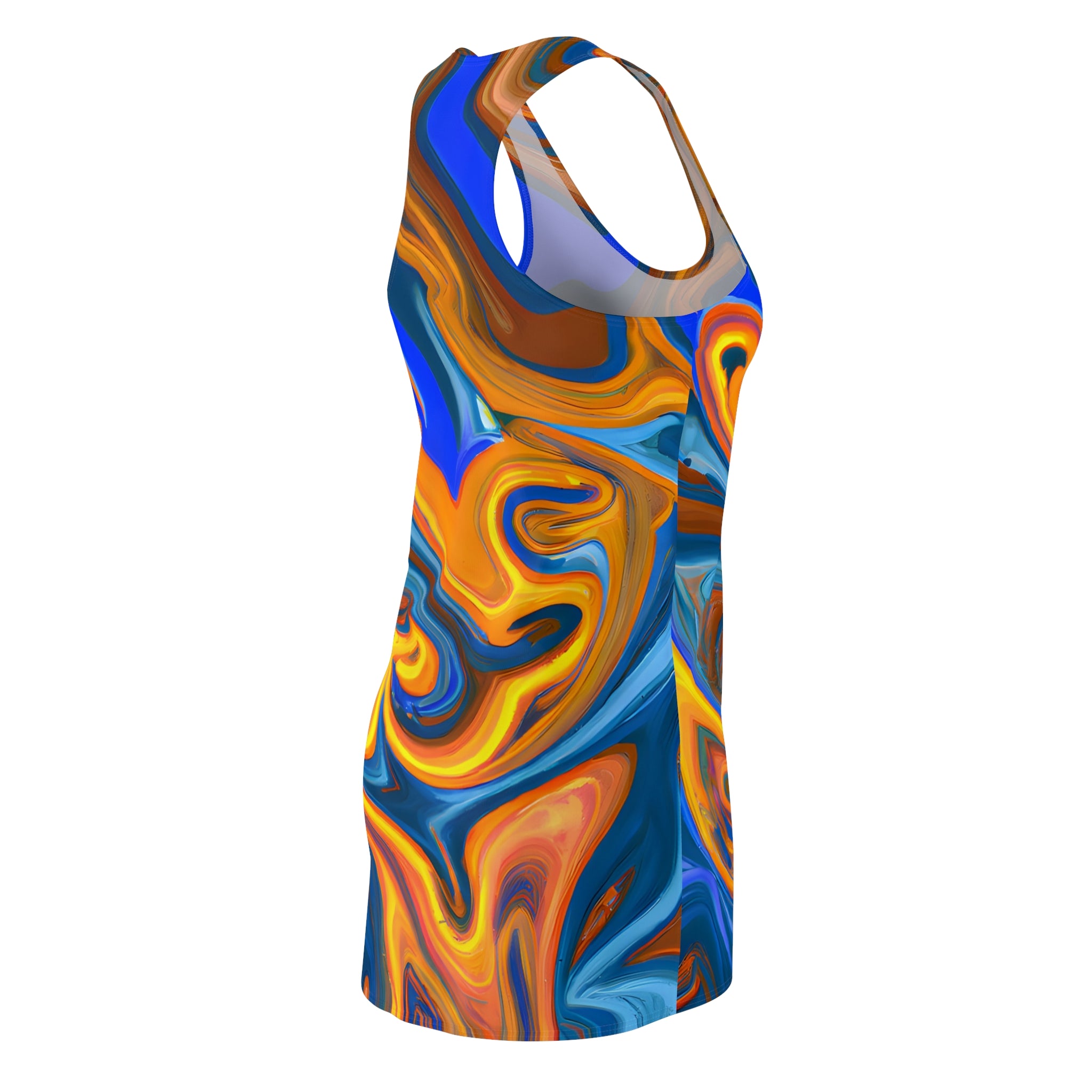 Trippy Blue Orange Racerback Dress