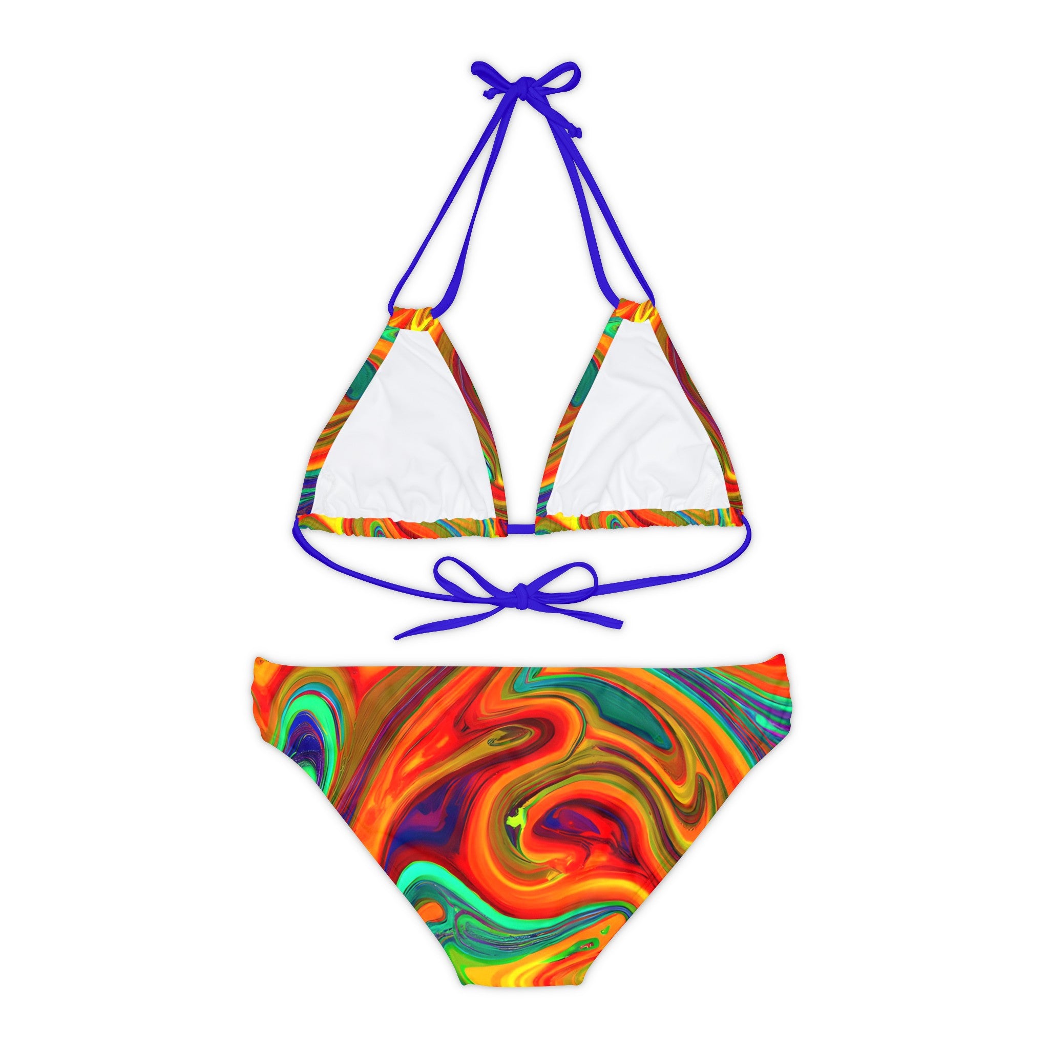 All Over Prints - Women's Psychedelic Orange Strappy Bikini - Acid Daddy