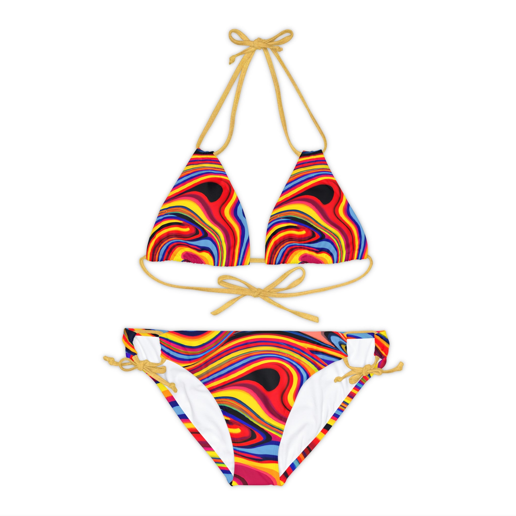 All Over Prints - Women's Retro Swirl Strappy Bikini - Acid Daddy