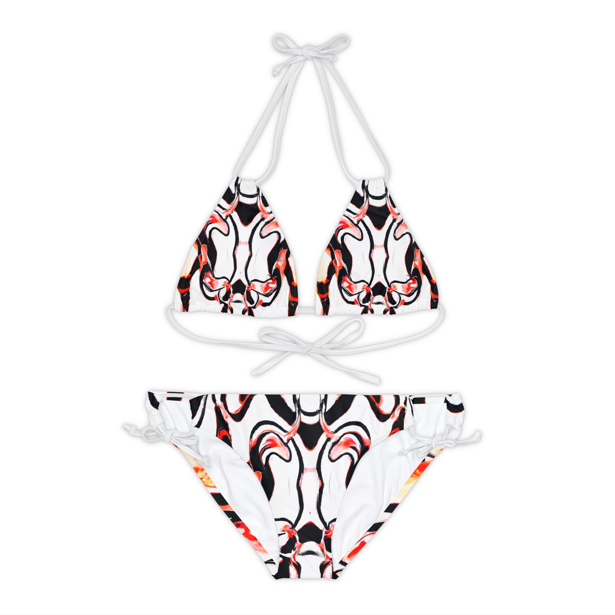 Festival Gear - All Over Prints - Women's White Tiger Strappy Bikini - Acid Daddy