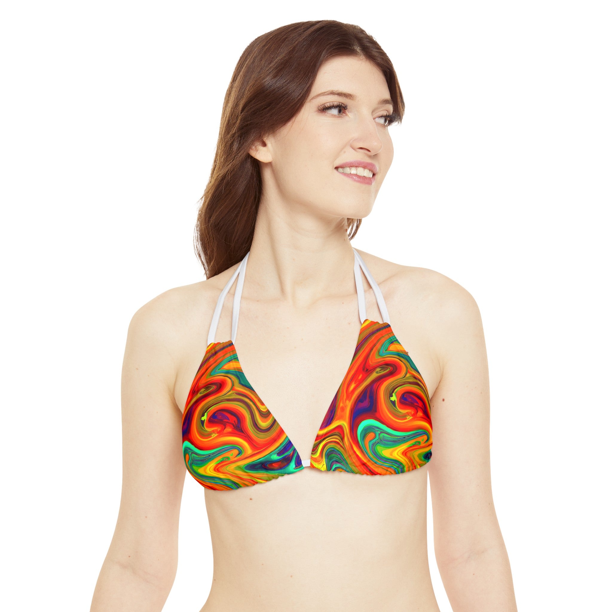 All Over Prints - Women's Psychedelic Orange Strappy Bikini - Acid Daddy