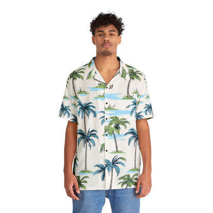 Hawaiian Shirts - Men's Tropical Blue Palms Hawaiian Shirt - Acid Daddy