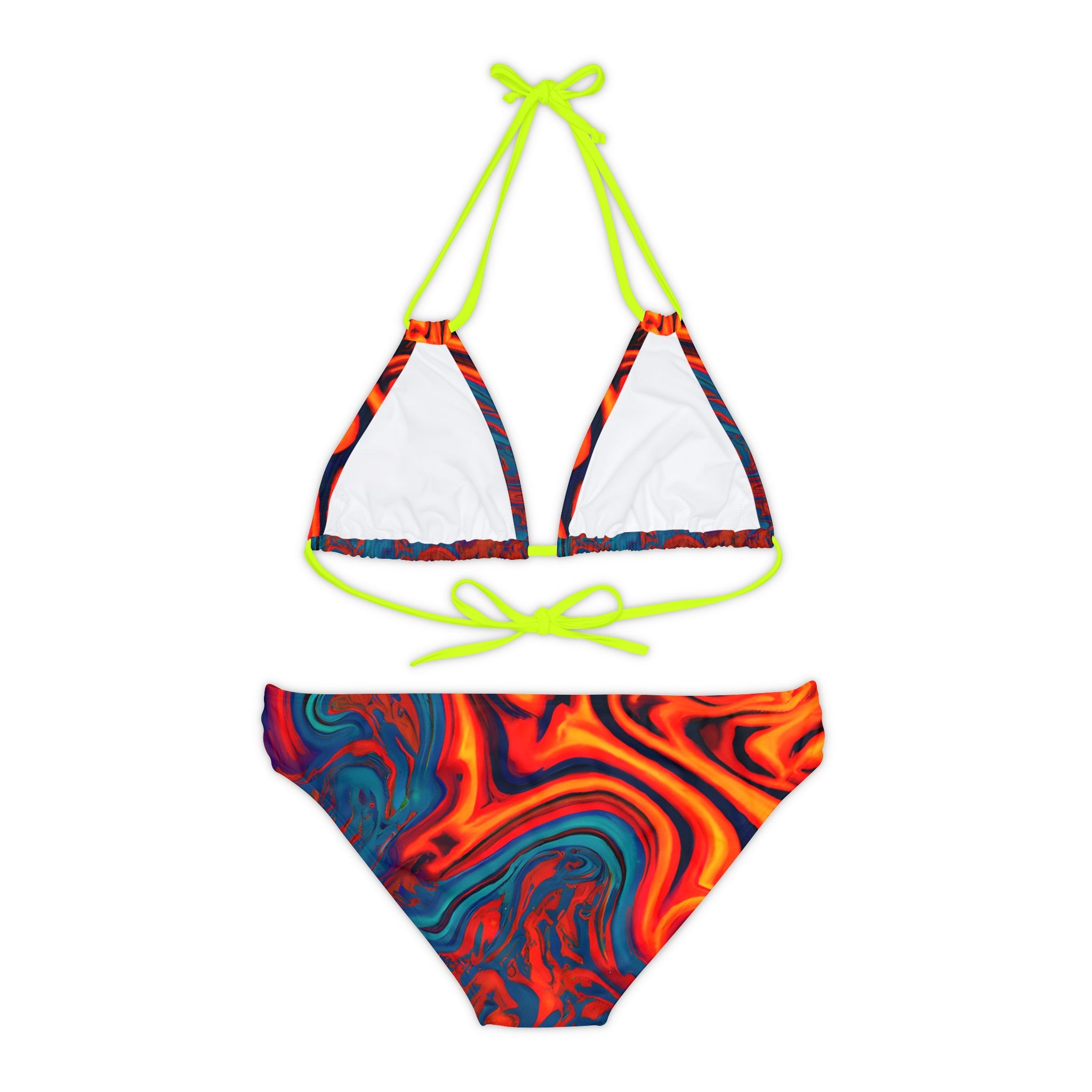 All Over Prints - Women's Eccentric Orange Strappy Bikini - Acid Daddy