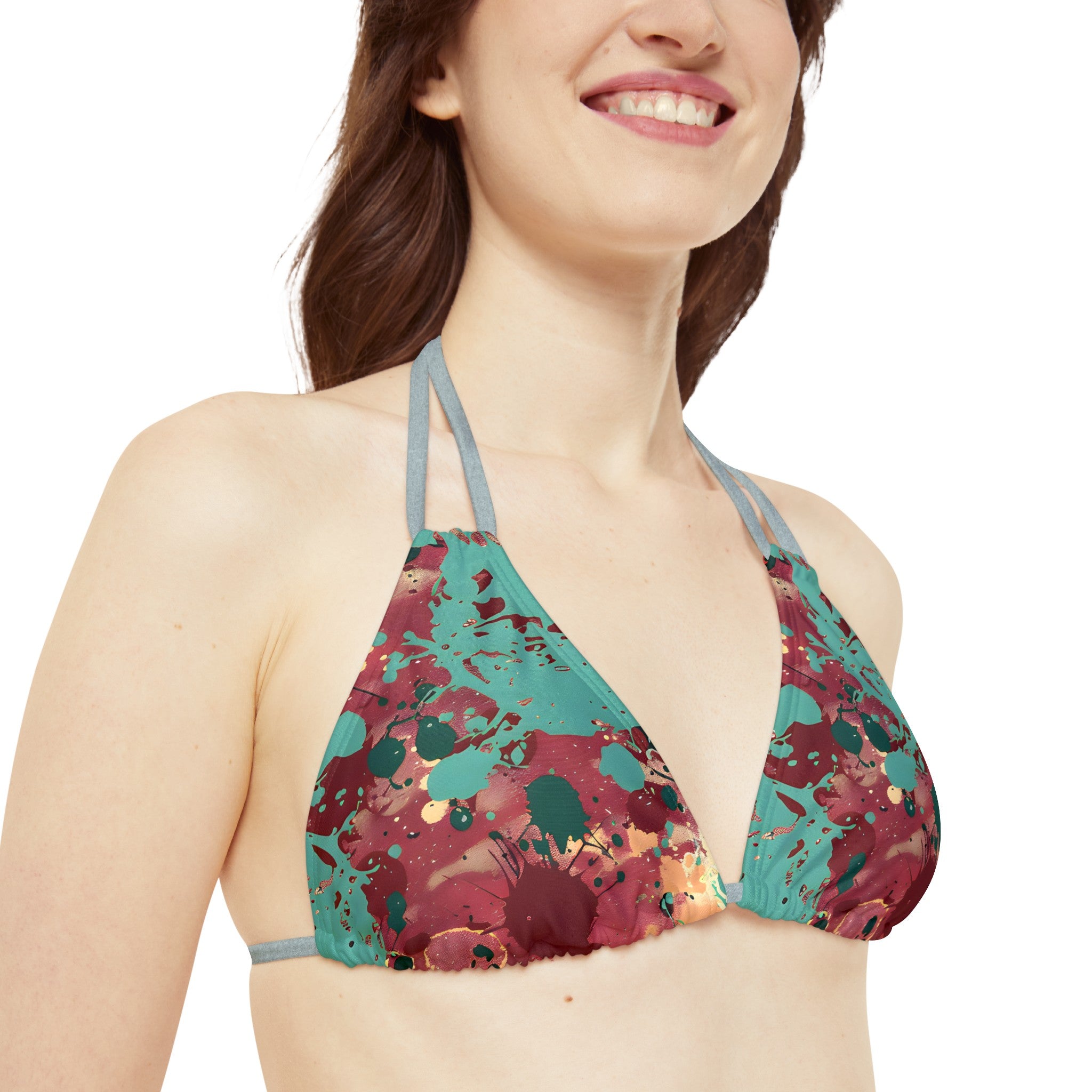 All Over Prints - Women's Peacock Splash Strappy Bikini - Acid Daddy