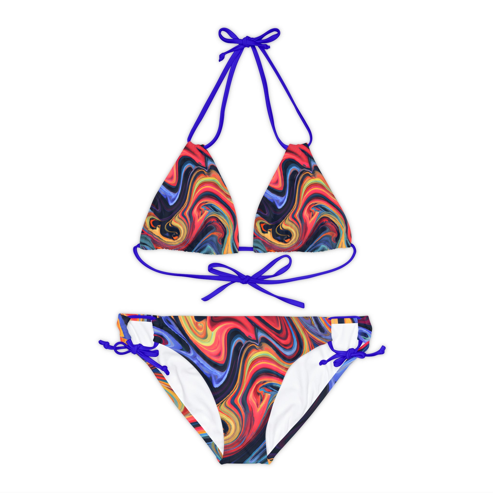 All Over Prints - Women's Blue Flame Strappy Bikini - Acid Daddy