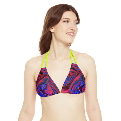 All Over Prints - Women's Ocean Blue Wave Strappy Bikini - Acid Daddy