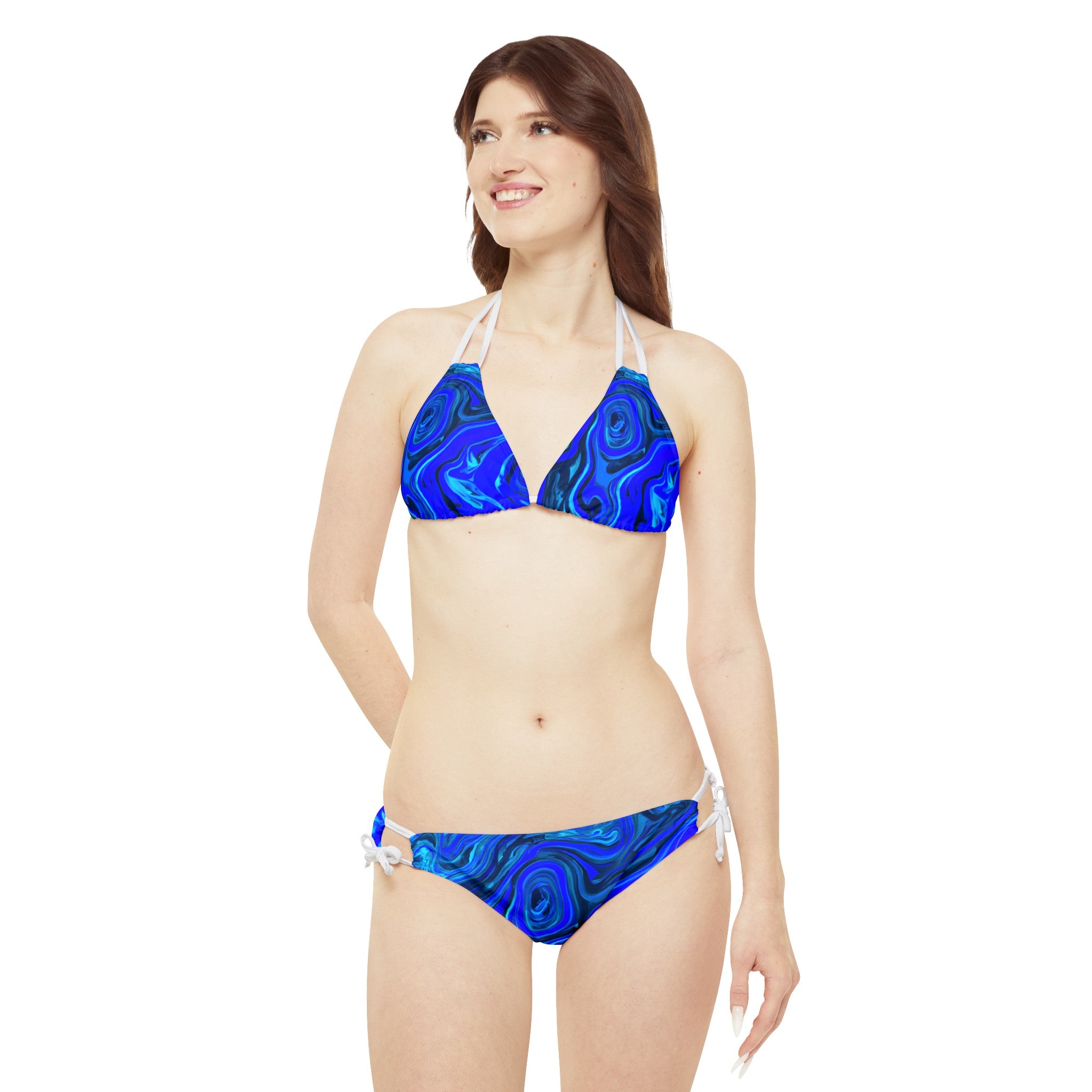 All Over Prints - Women's Liquid Blue Ice Strappy Bikini - Acid Daddy