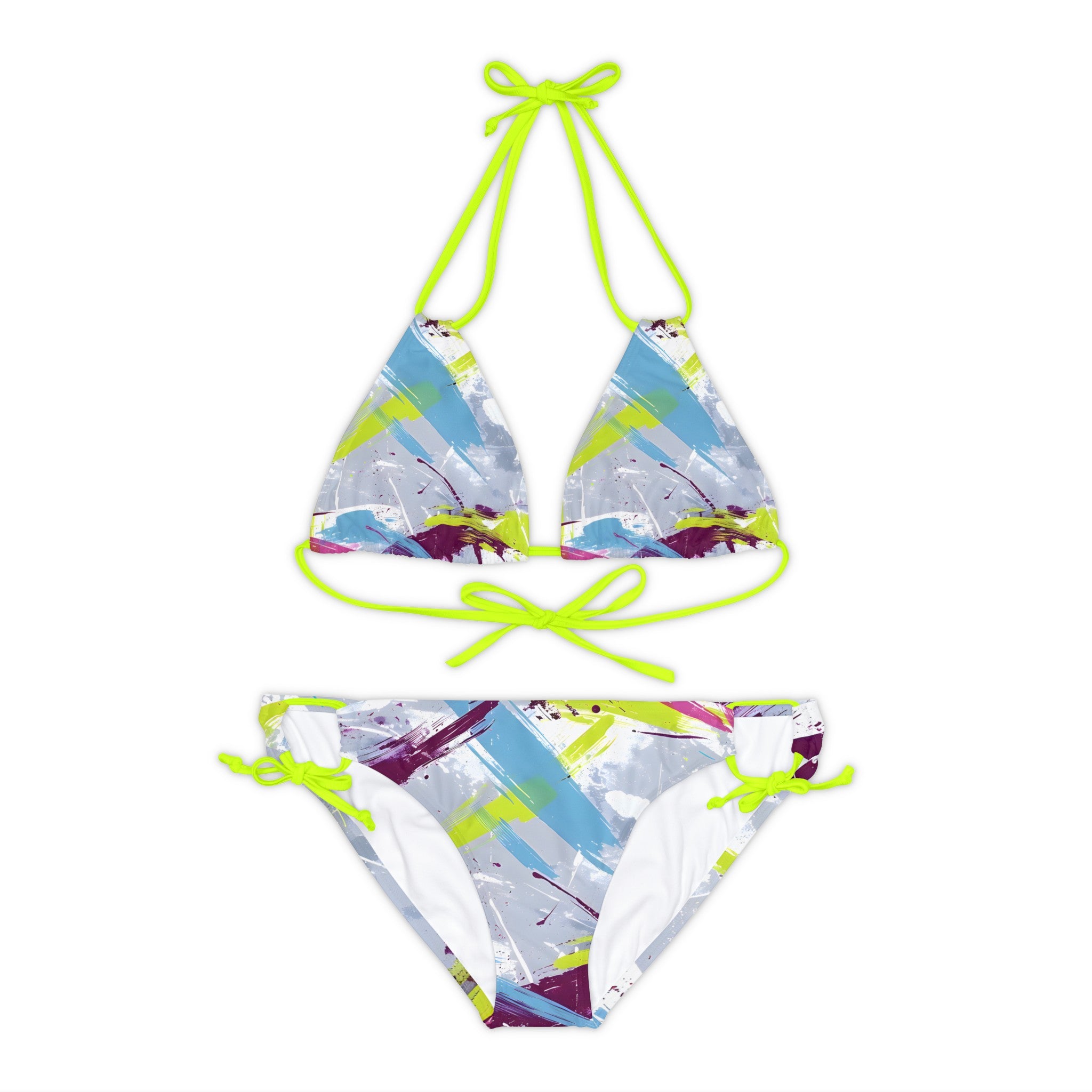 All Over Prints - Women's Sky Blue Splash Strappy Bikini - Acid Daddy