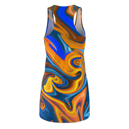 Trippy Blue Orange Racerback Dress