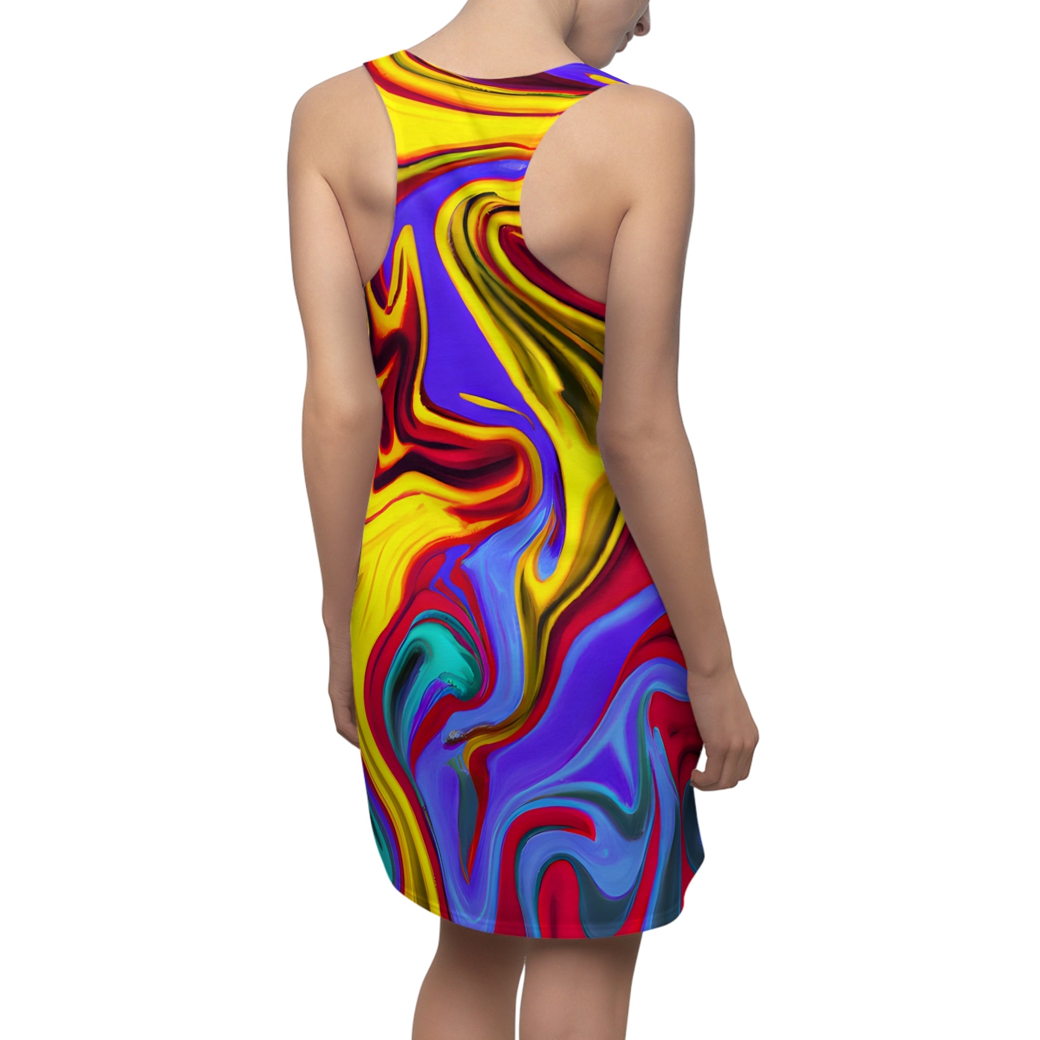 Trippy Yellow Swirl Racerback Dress