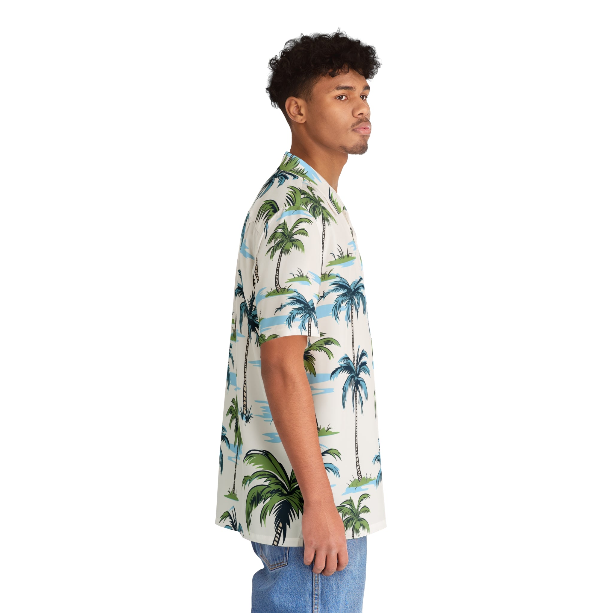 Hawaiian Shirts - Men's Tropical Blue Palms Hawaiian Shirt - Acid Daddy