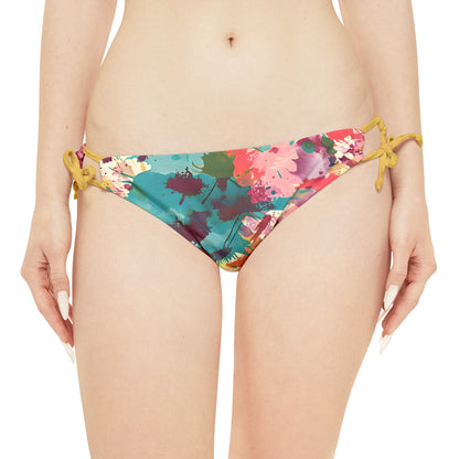 All Over Prints - Women's Cerulean Peach Splash Strappy Bikini - Acid Daddy