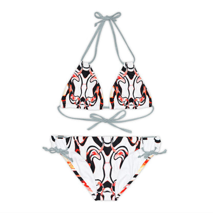 Festival Gear - All Over Prints - Women's White Tiger Strappy Bikini - Acid Daddy